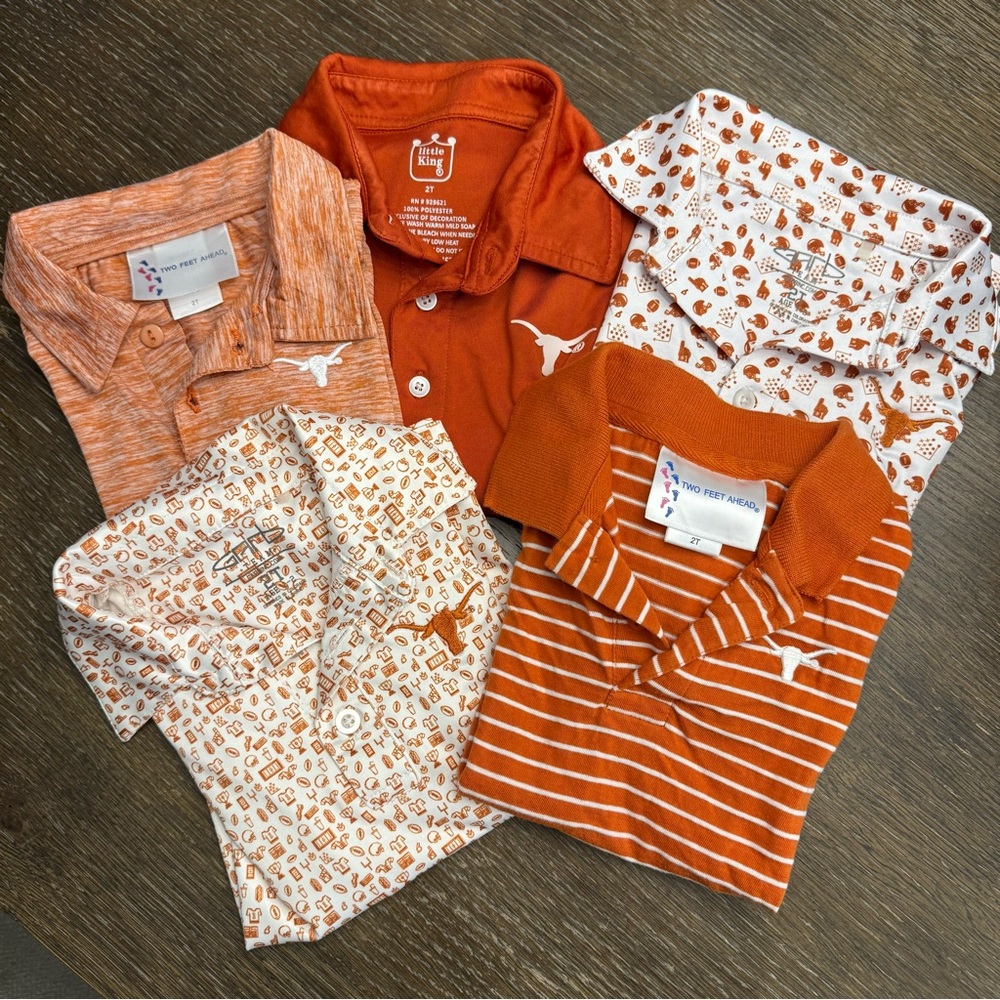 Texas Longhorns Kids Polo Shirts (Set of 5) Size 2T